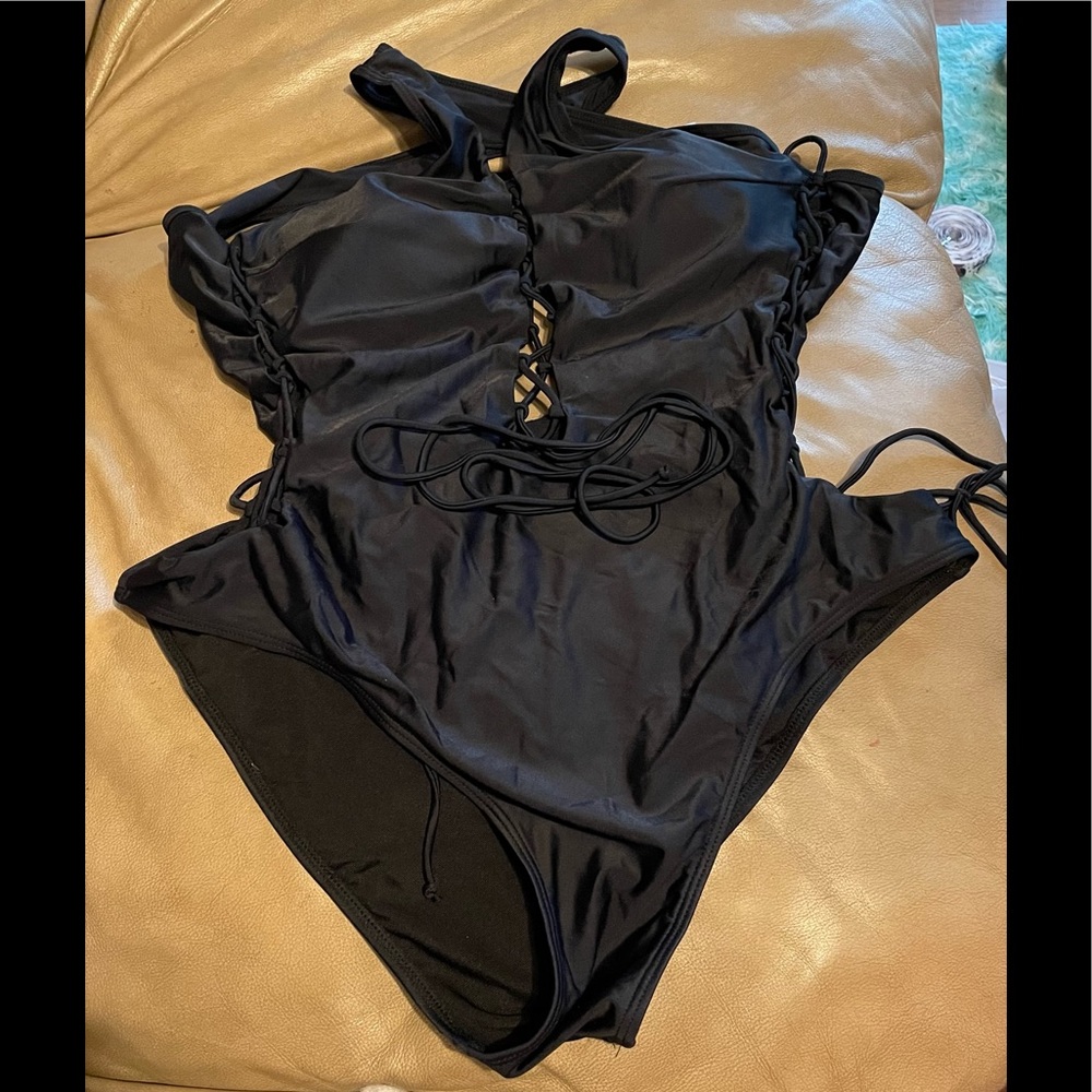 Sexy Black Lace Up Swimsuit